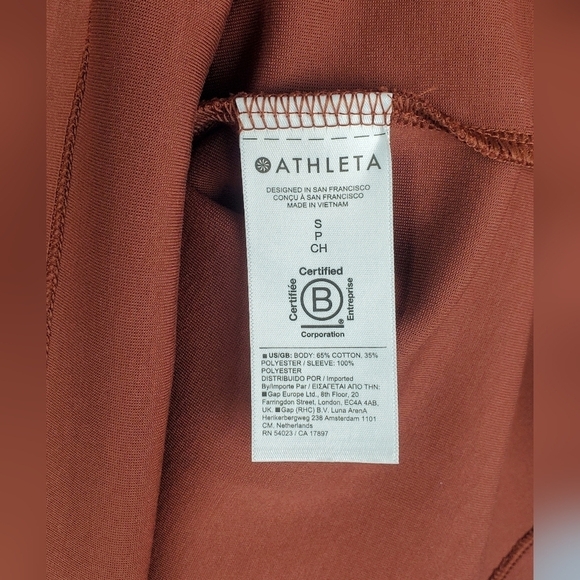 Athleta Hybrid Harlow Cotton Chocolate‎ Brown Short Sleeve Women's Tee Size SP - Picture 8 of 10